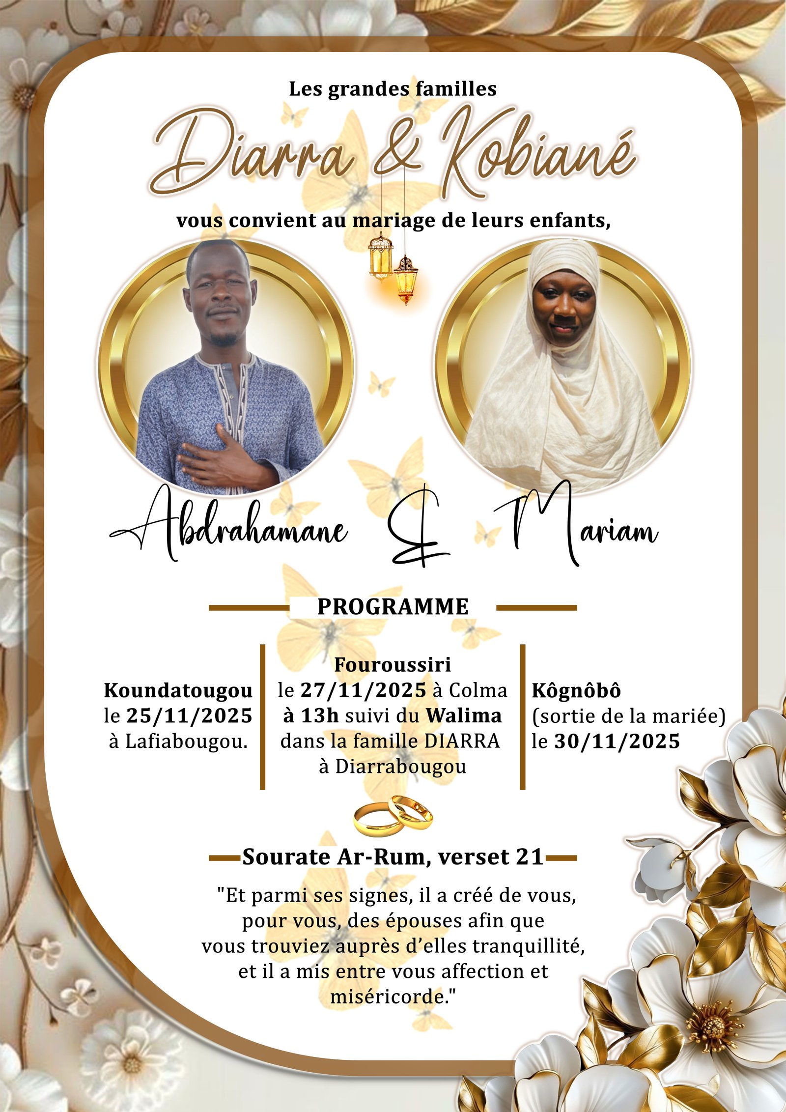 Creation graphique pour Création d’affiche de mariage élégante et personnalisée par Golden Design