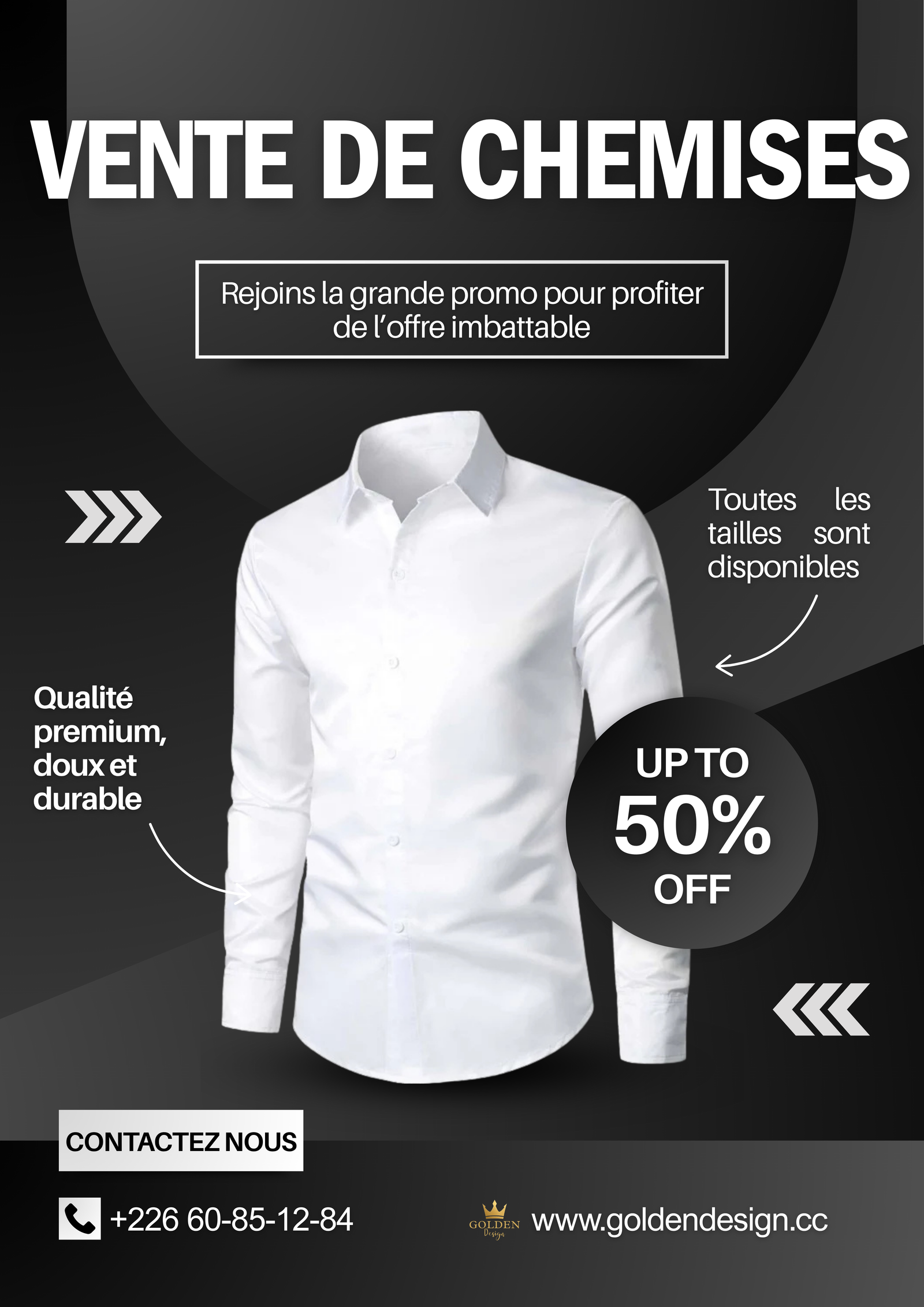 Creation graphique pour Affiche "Élégance Contrastée" – White Edition par Golden Design