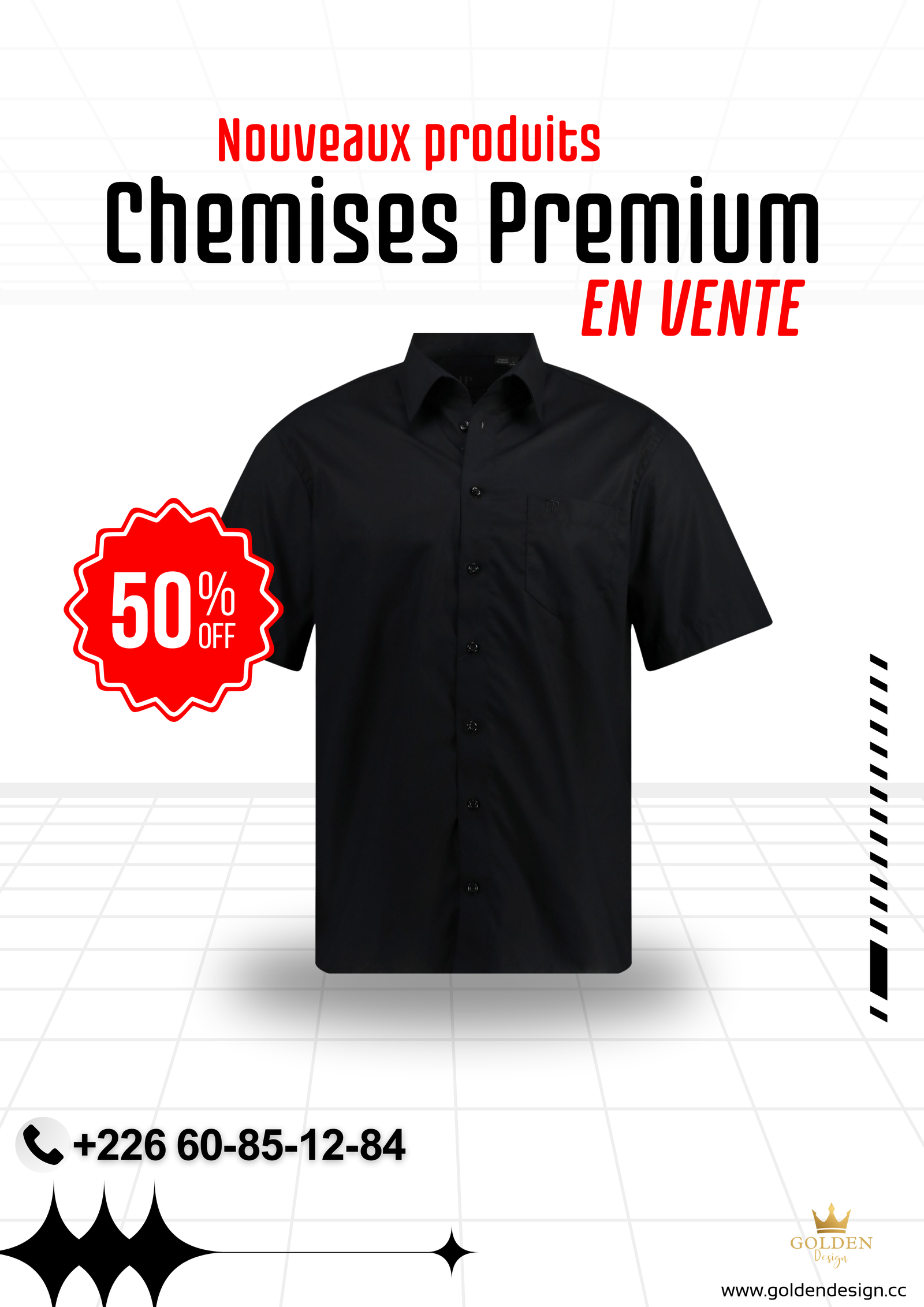 Creation graphique pour Affiche Promotionnelle - Collection Chemises Premium par Golden Design