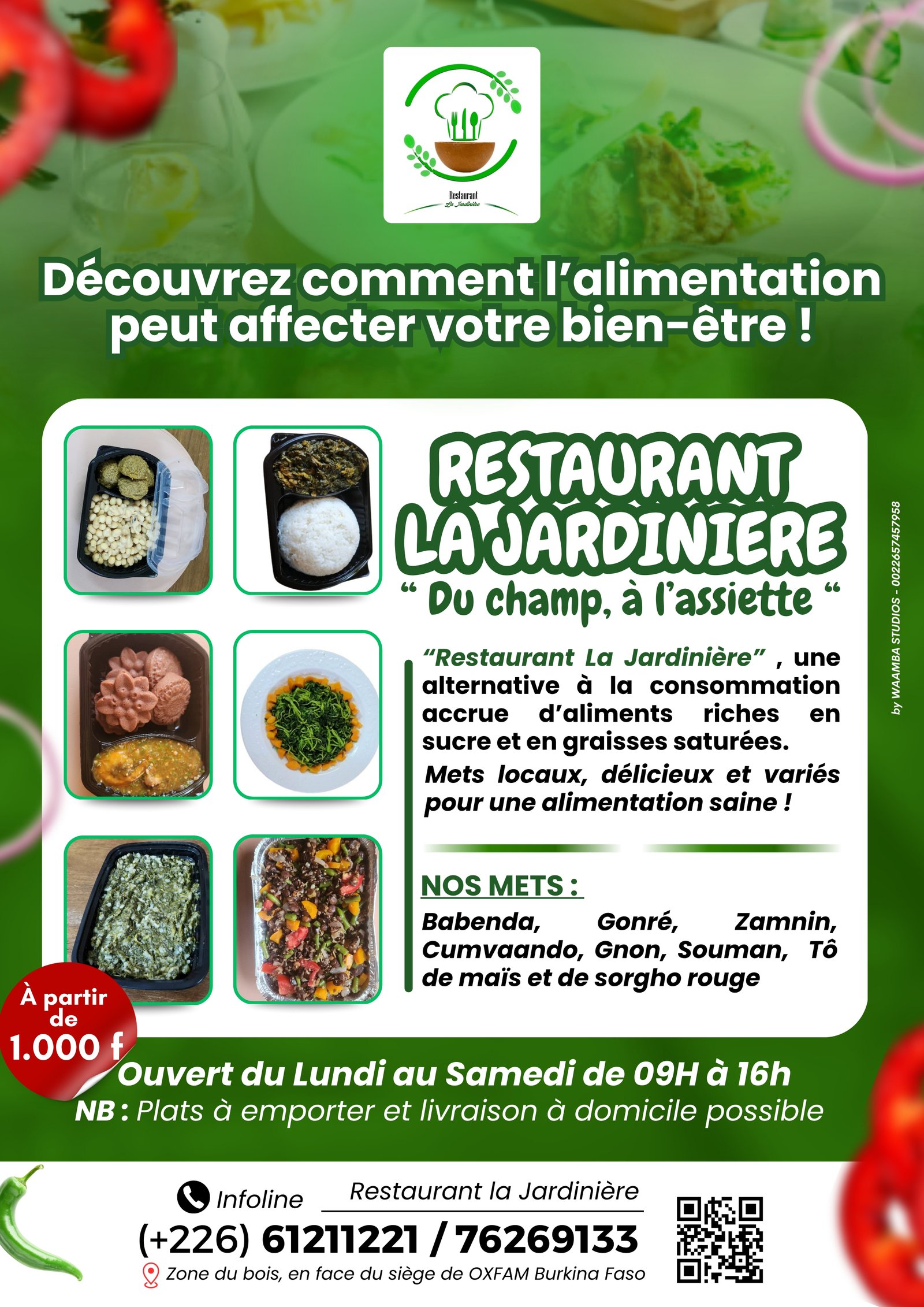 Flyer a5 recto simple de restaurant 'La jardinière'